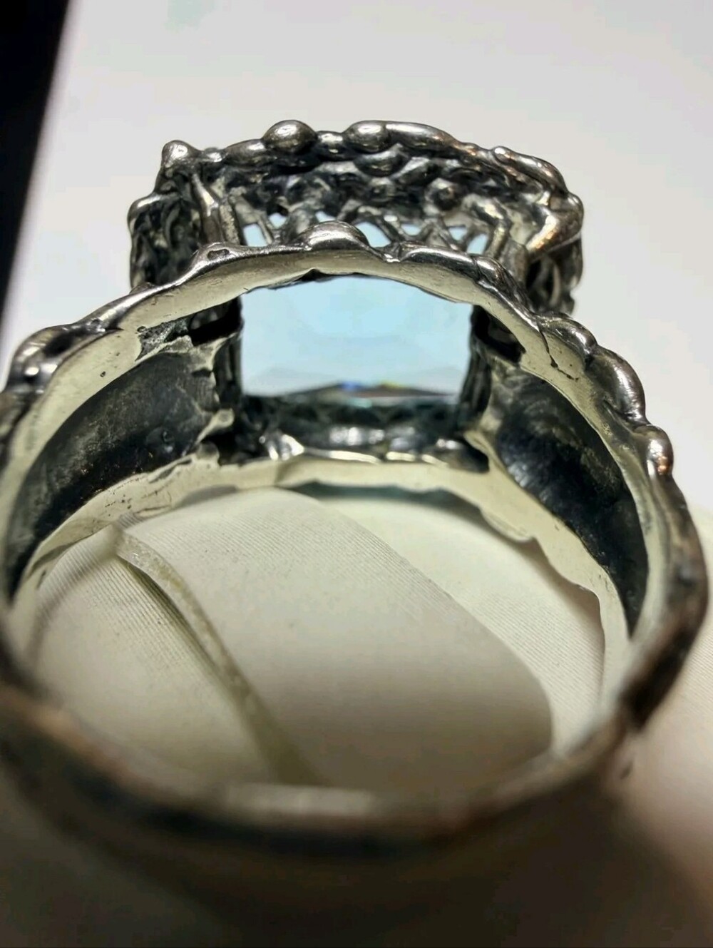 Regina Lane Israel Sterling Silver Blue Stone Ring Sz: 7 - Picture 4 of 6